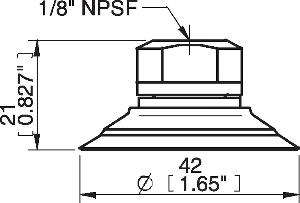 Piab Suction cup F40-2 Silicone FCM, 1/8 NPSF female, with mesh filter