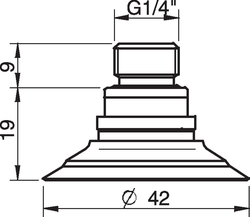 Piab Suction cup F40-2 Nitrile-PVC, 1/4 NPT male, with dual flow control valve