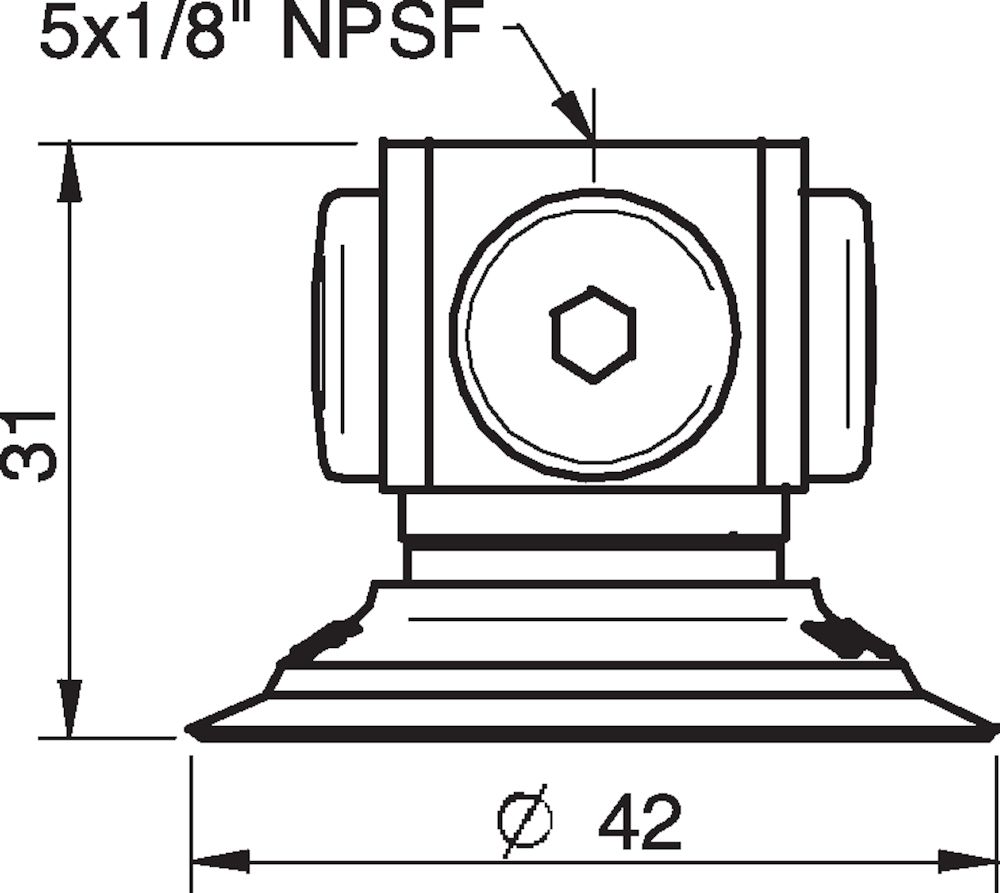 Piab Suction cup F40MF Thermoelastic polyurethane, 5x1/8 NPSF female