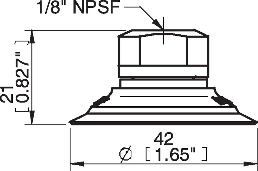 Piab Suction cup F40MF Thermoelastic polyurethane, 1/8 NPSF female, with dual flow control valve
