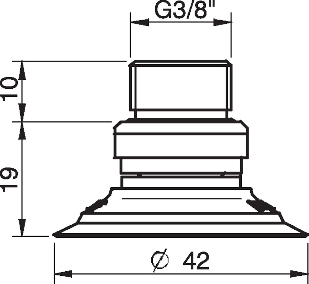 Piab Suction cup F40MF Thermoelastic polyurethane, G3/8 male, with dual flow control valve
