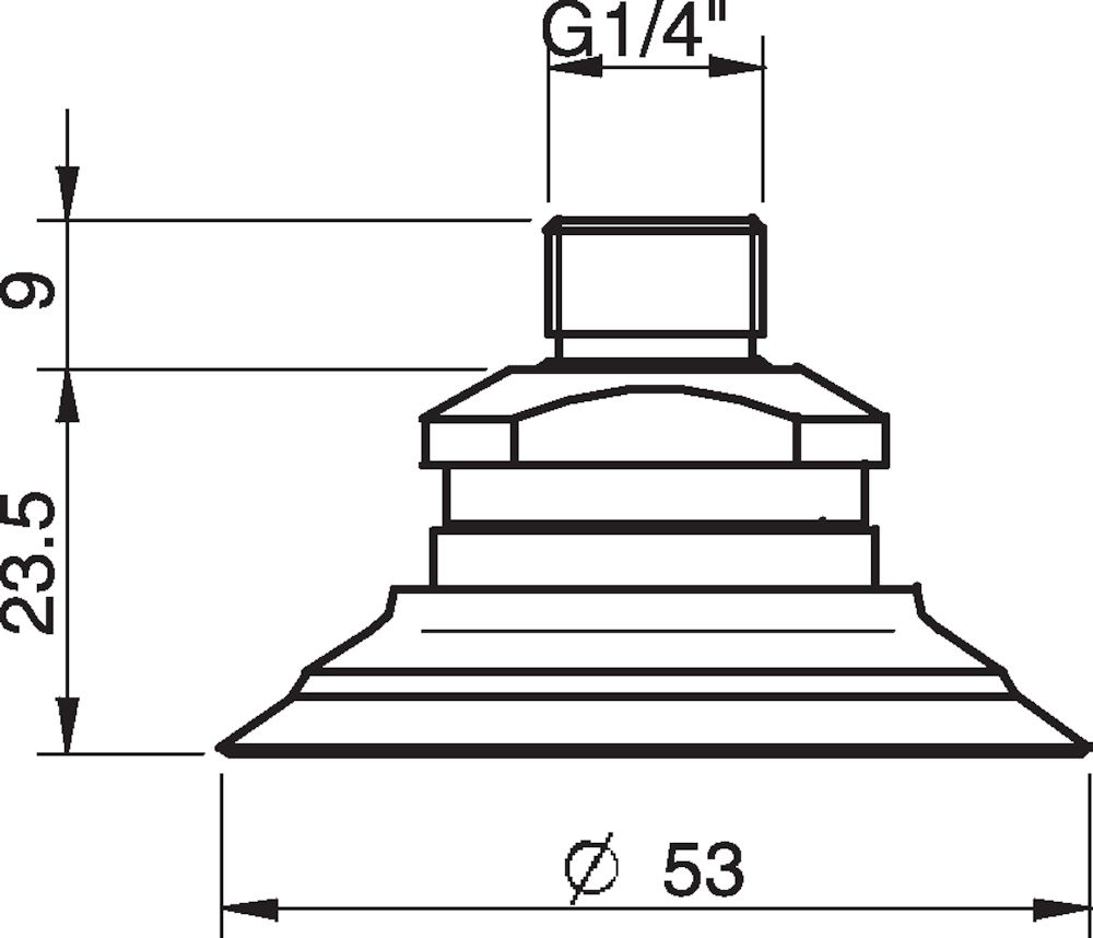 Piab Suction cup F50-2 Nitrile-PVC, 1/4 NPT male, with mesh filter