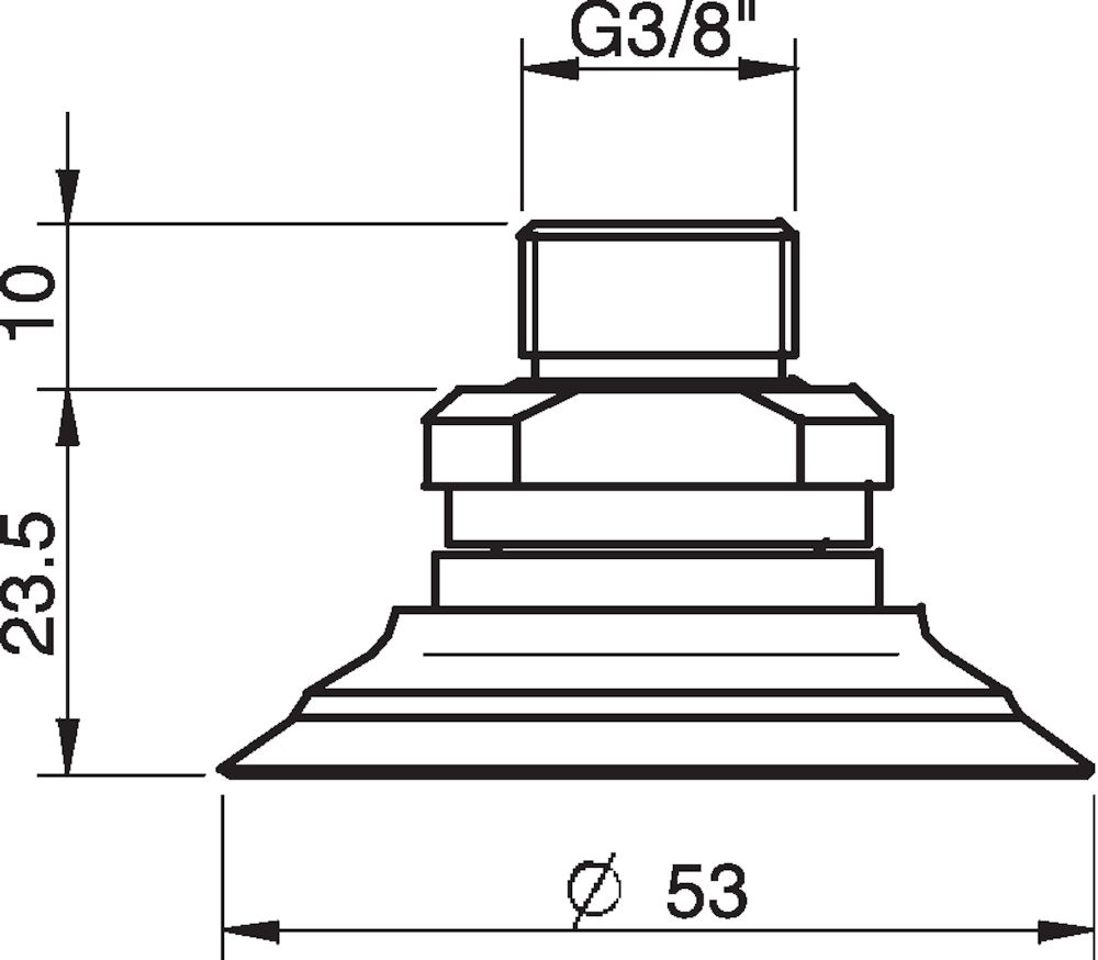 Piab Suction cup F50-2 Nitrile-PVC, G3/8 male, with mesh filter