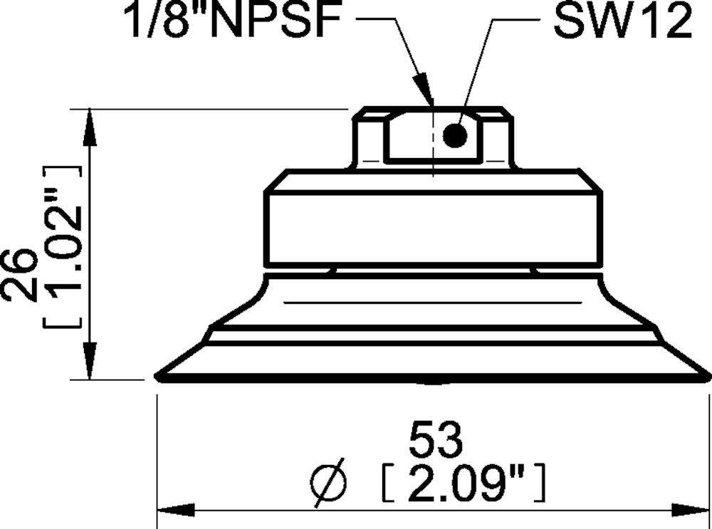 Piab Suction cup F50-2 Nitrile-PVC, 1/8 NPSF female, with cone valve