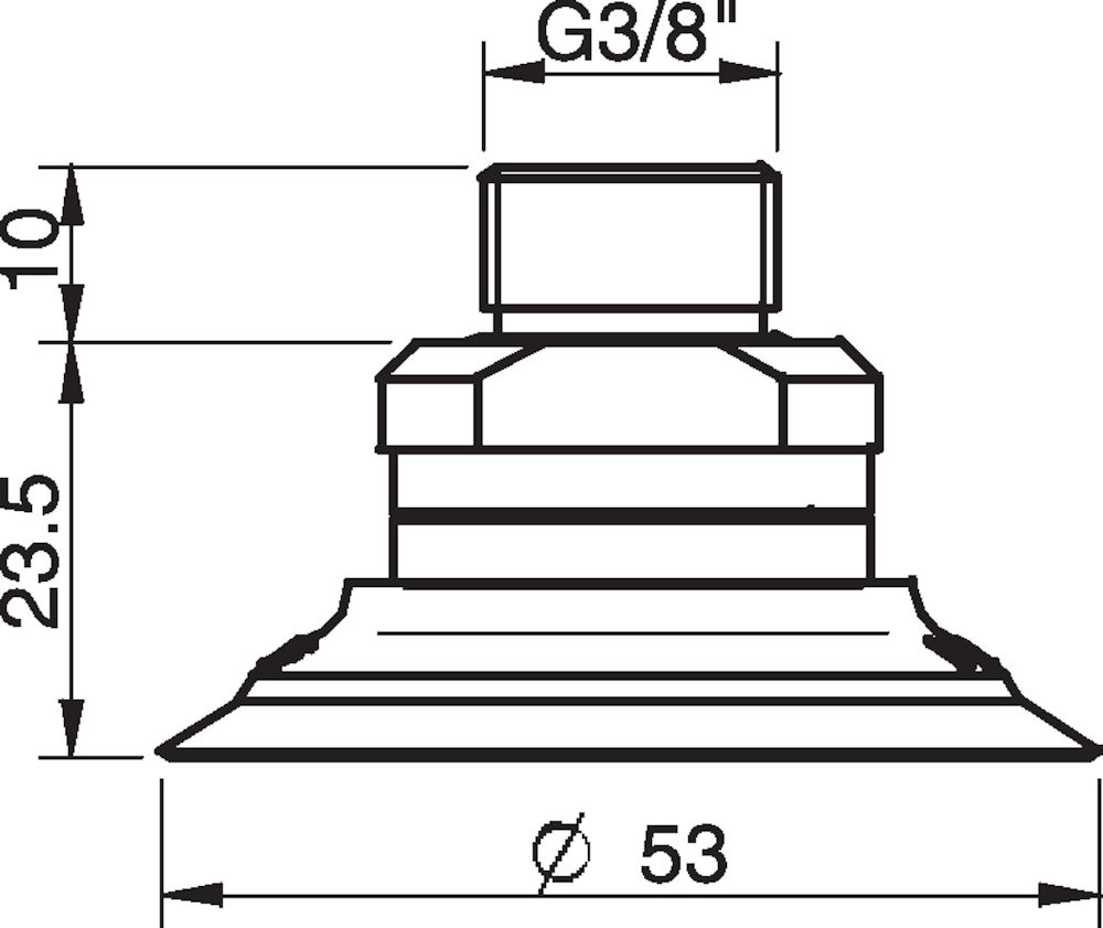 Piab Suction cup F50MF Thermoelastic polyurethane, G3/8 male, with mesh filter