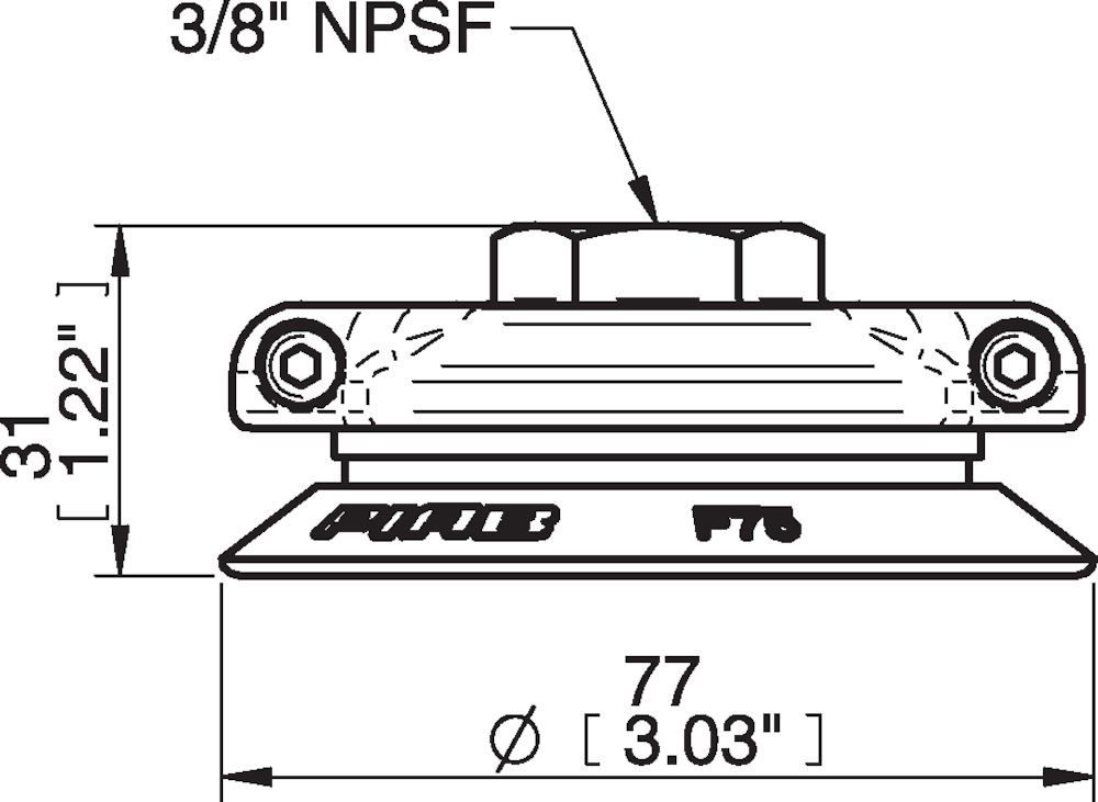 Piab Suction cup F75P Polyurethane 60, 3/8 NPSF female, with mesh filter