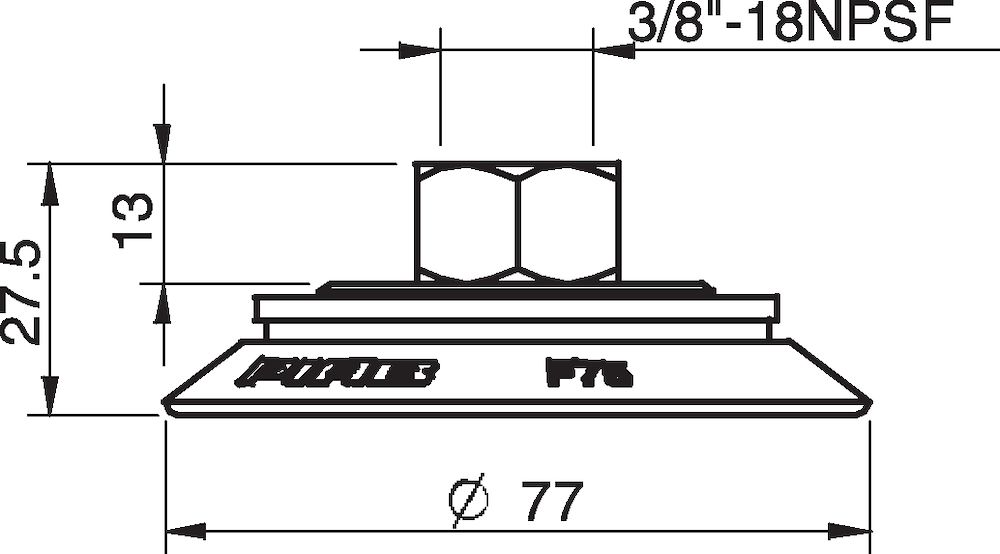 Piab Suction cup F75P Polyurethane 60, brass 3/8 NPSF female