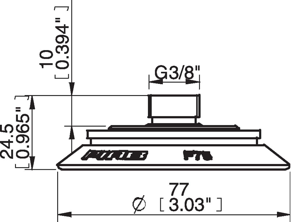Piab Suction cup F75P Polyurethane 30/60, thread insert G3/8 male with mesh filter for Vacuum Gripp
