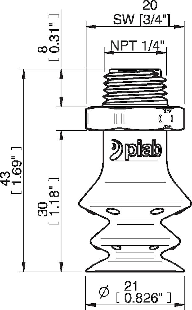 Piab FBX20.DS40.NT14MDC.00 Suction cups and soft grippers