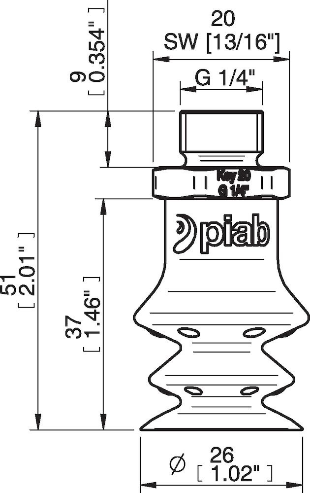 Piab FBX25.DS40.G14MSS.00 Suction cups and soft grippers