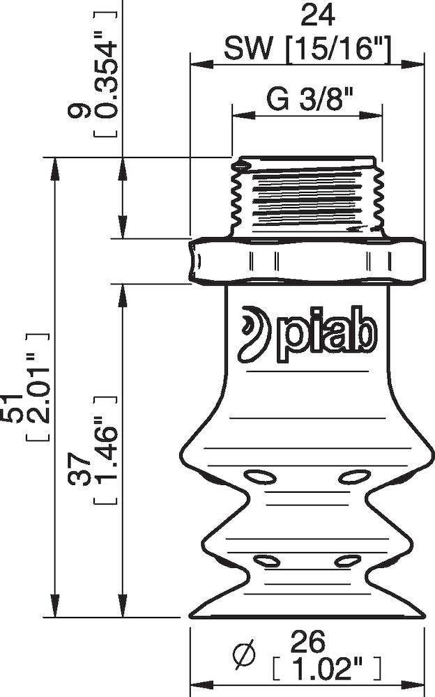 Piab FBX25.DS40.G38MDC.00 Suction cups and soft grippers