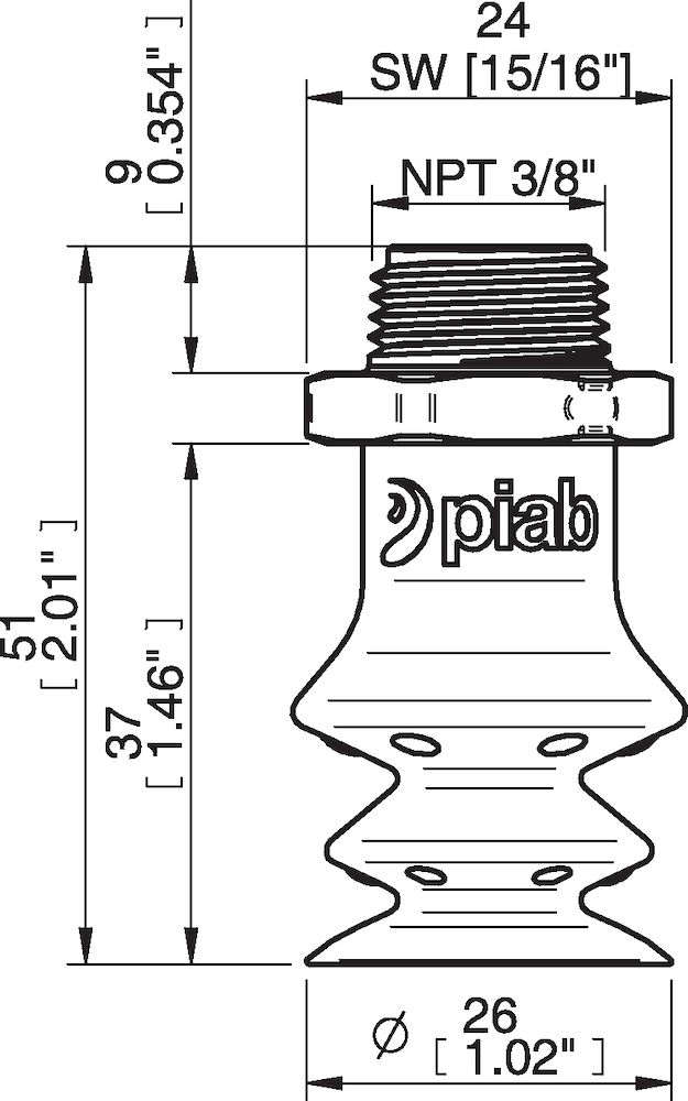 Piab FBX25.DS40.NT38MDC.00 Suction cups and soft grippers