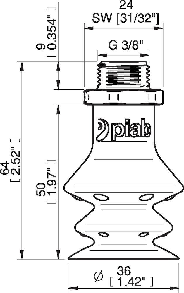 Piab FBX35.DS40.G38MDC.00 Suction cups and soft grippers