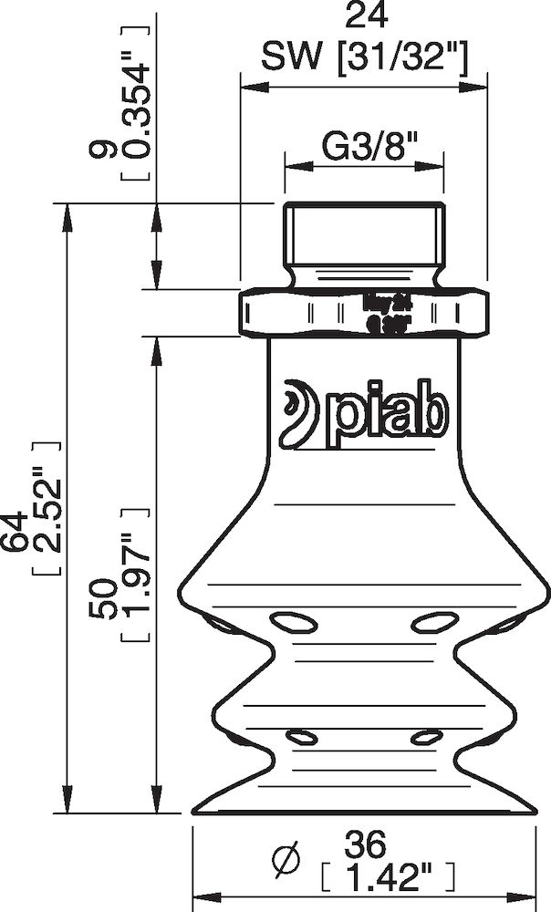Piab FBX35.DS40.G38MSS.00 Suction cups and soft grippers