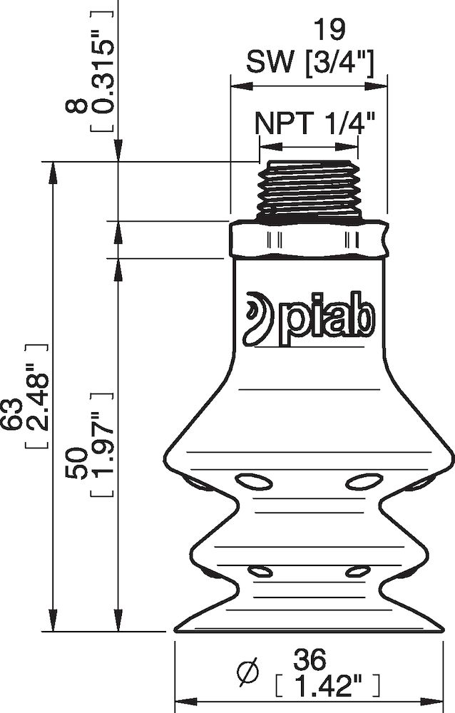 Piab FBX35.DS40.NT14MDC.00 Suction cups and soft grippers
