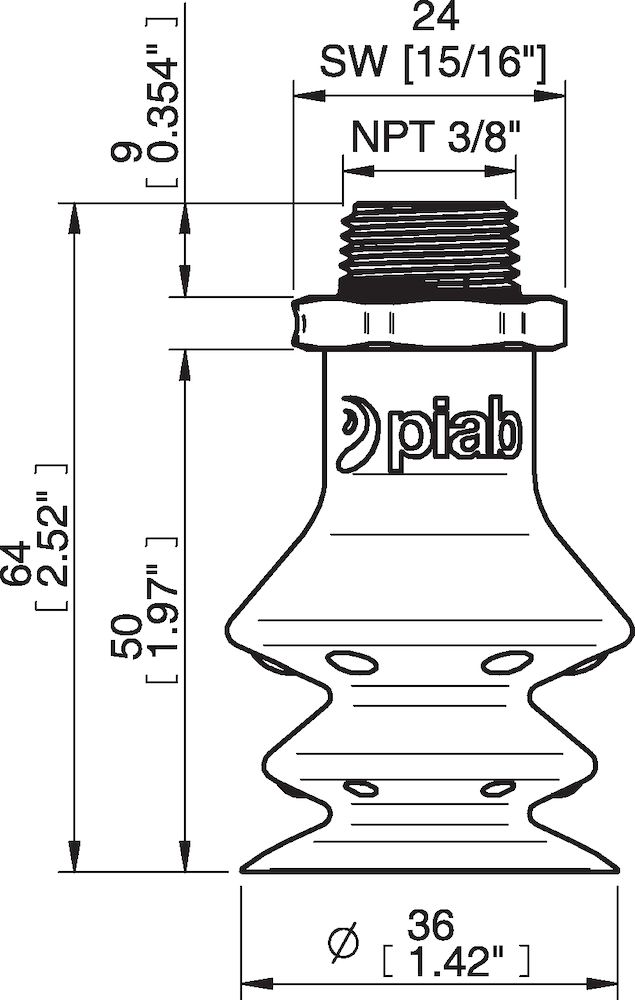 Piab FBX35.DS40.NT38MDC.00 Suction cups and soft grippers