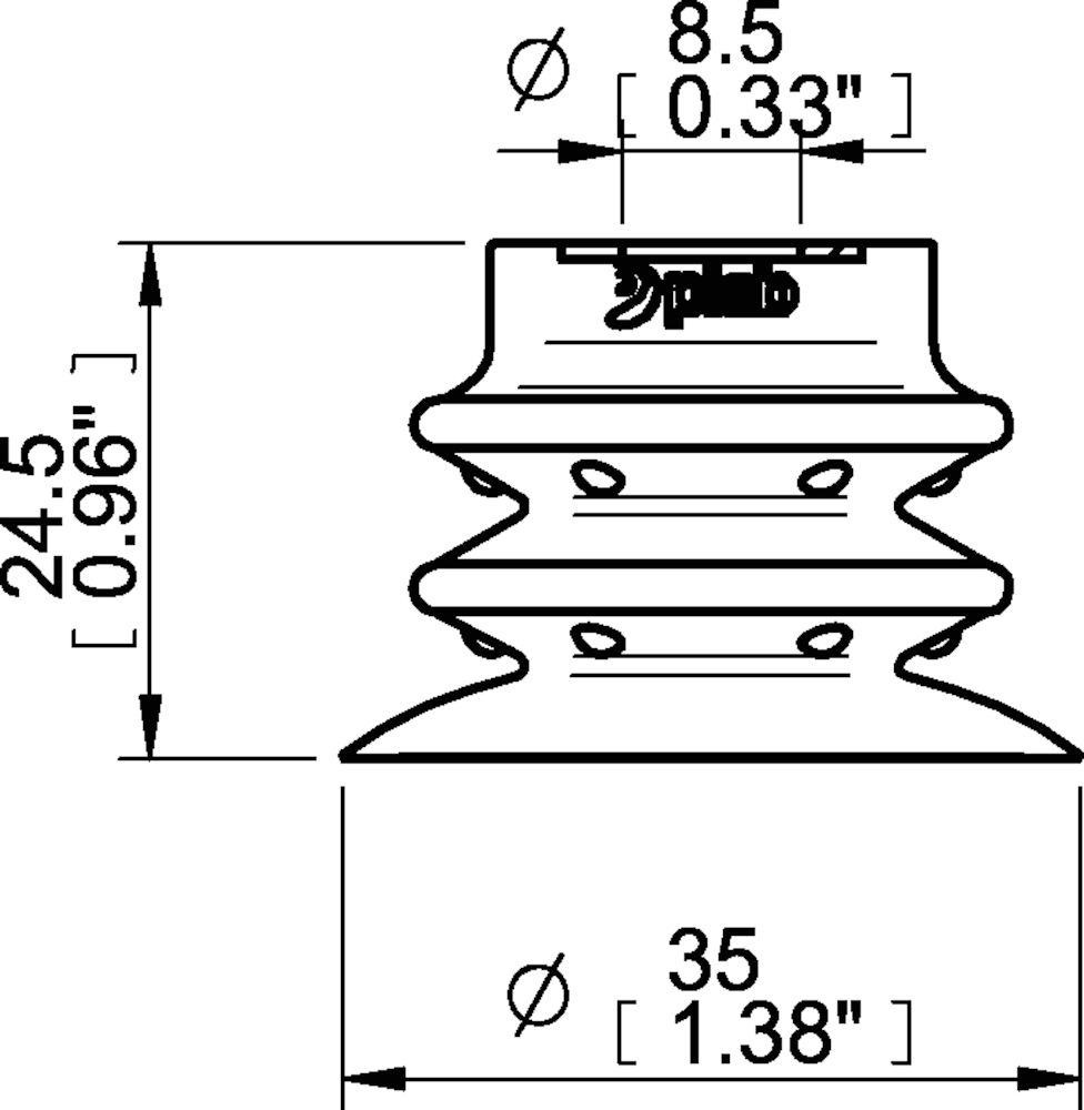 Piab Suction cup F-BXT35 Silicone detectable, FCM