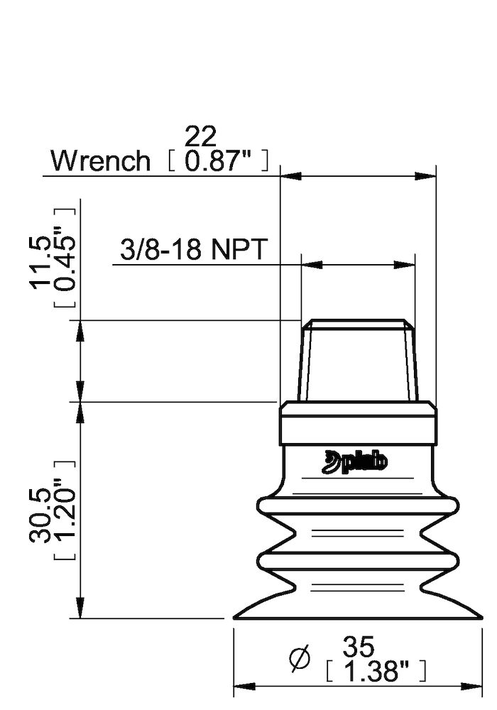 Piab Suction cup F-BXT35 Silicone 3/8 NPT male, with mesh filter
