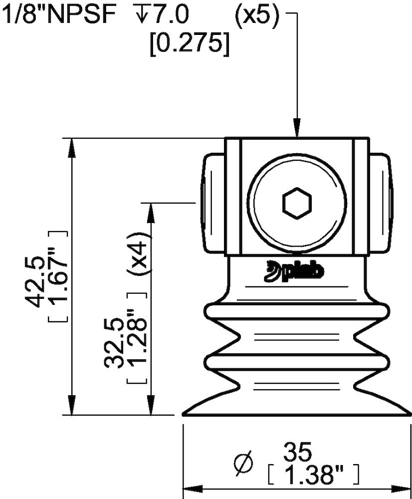 Piab Suction cup F-BXT35 Silicone 5x1/8 NPSF female
