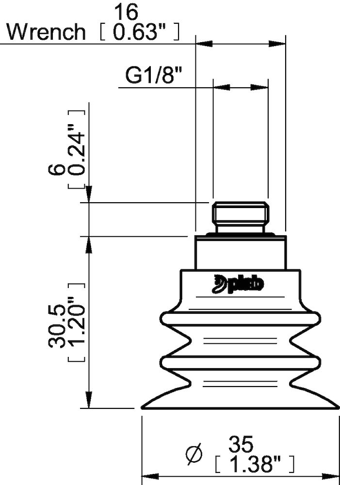 Piab Suction cup F-BXT35 Silicone G1/8 male, with mesh filter