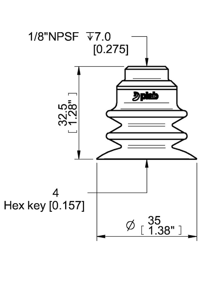 Piab Suction cup F-BXT35 Silicone 1/8 NPSF female, PA