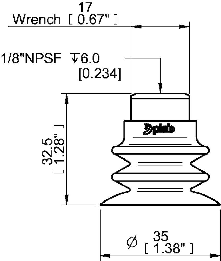 Piab Suction cup F-BXT35 Silicone 1/8 NPSF female, with dual flow control valve
