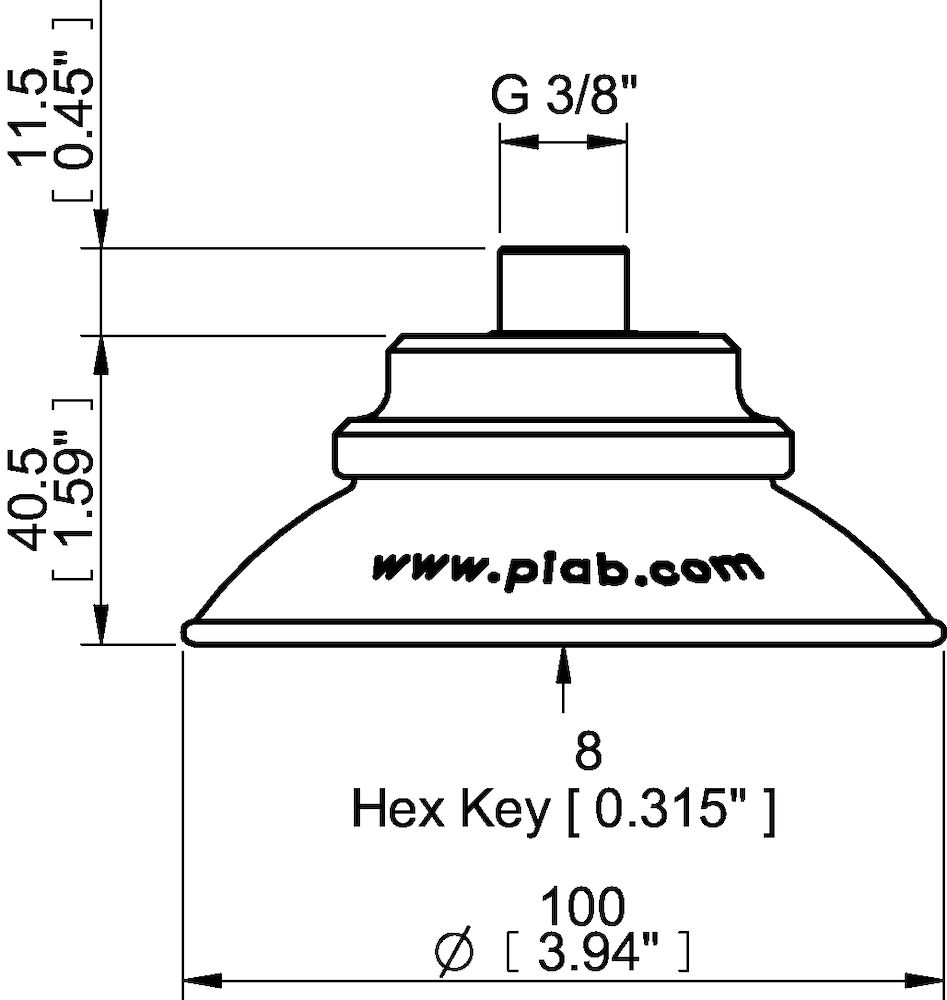 Piab Suction cup FC100 Nitrile-PVC 60, G3/8 male