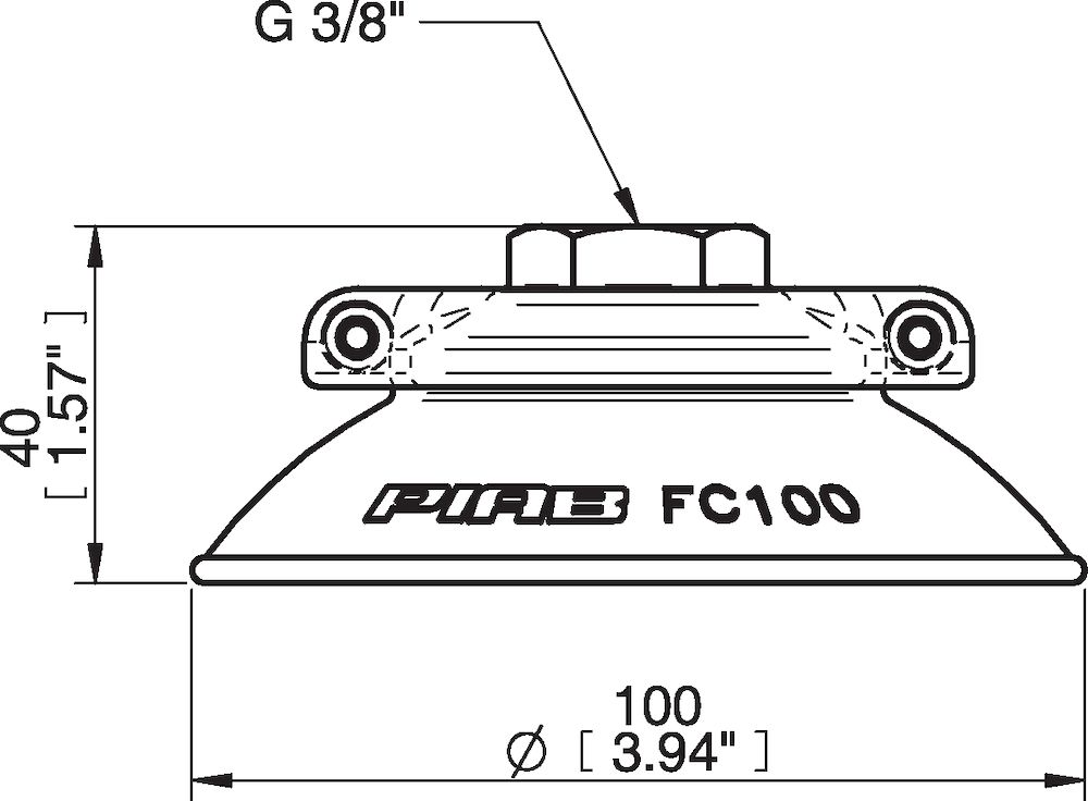 Piab Suction cup FC100P Polyurethane 60, G3/8 female