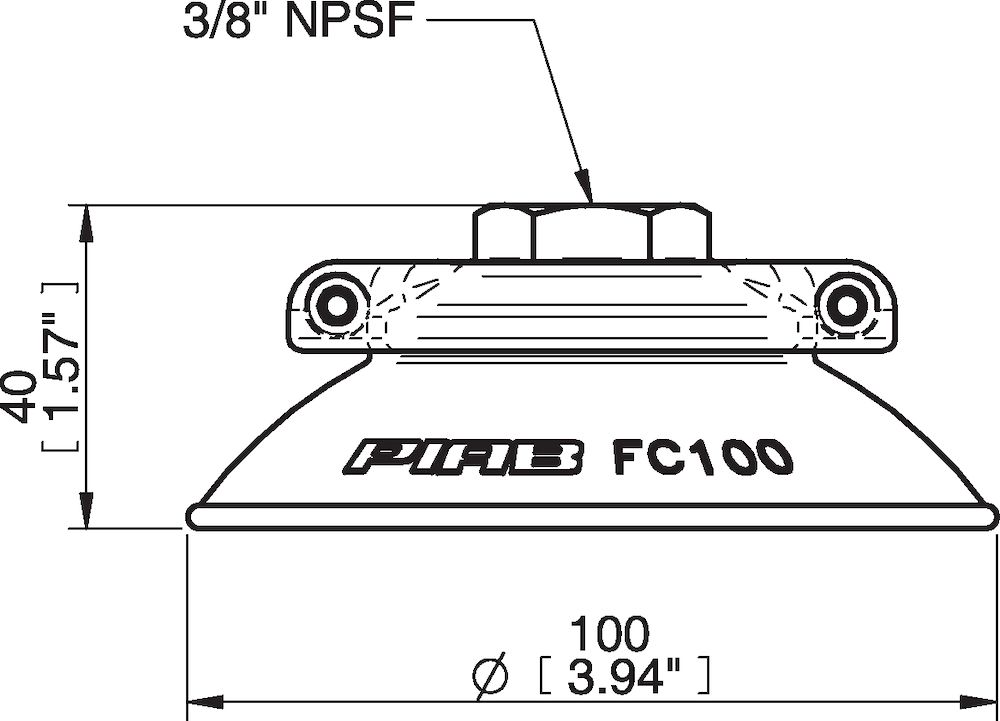 Piab Suction cup FC100P Polyurethane 60, 3/8 NPSF female