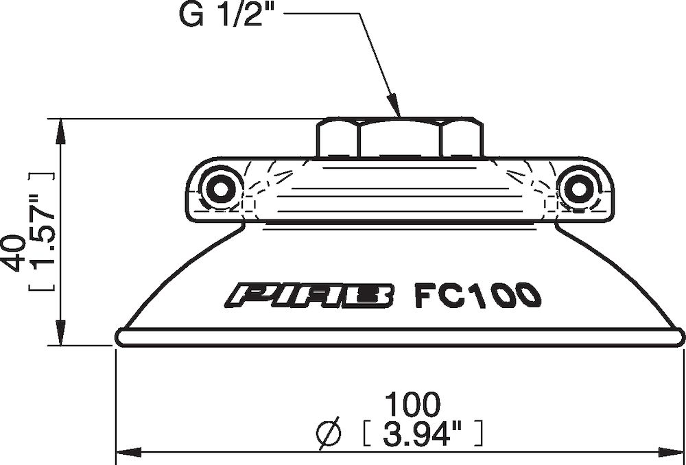 Piab Suction cup FC100P Polyurethane 60, G1/2 female