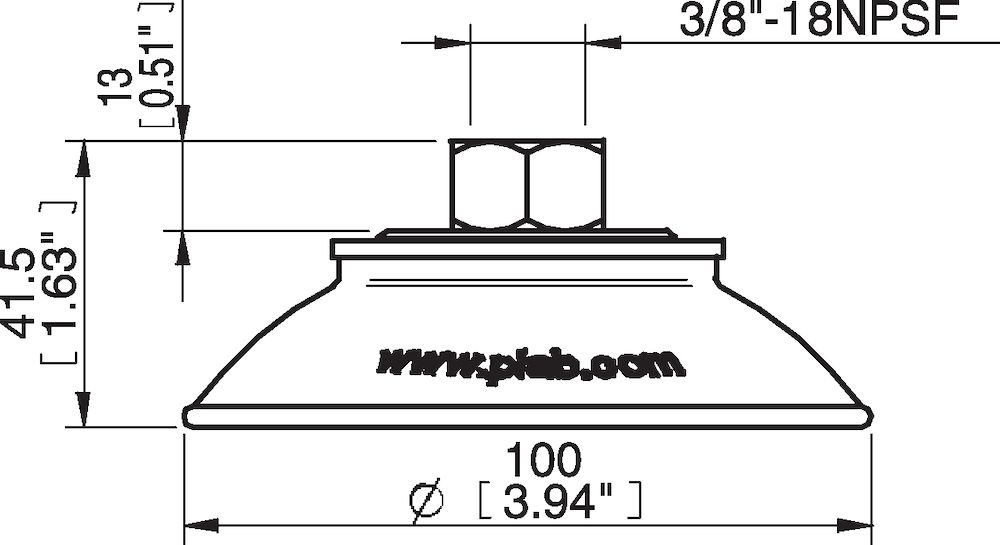 Piab Suction cup FC100P Polyurethane 40, brass 3/8 NPSF female