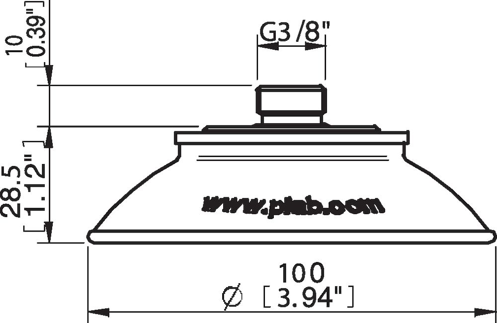 Piab Suction cup FC100P Polyurethane 60, thread insert G3/8 with mesh filter for Vacuum Gripper Sys