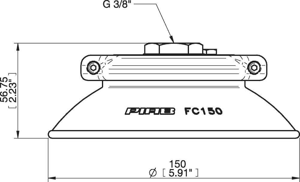 Piab Suction cup FC150P Polyurethane 40, G3/8 female, with mesh filter