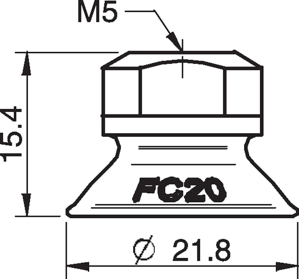 Piab Suction cup FC20P Polyurethane 50, M5 female