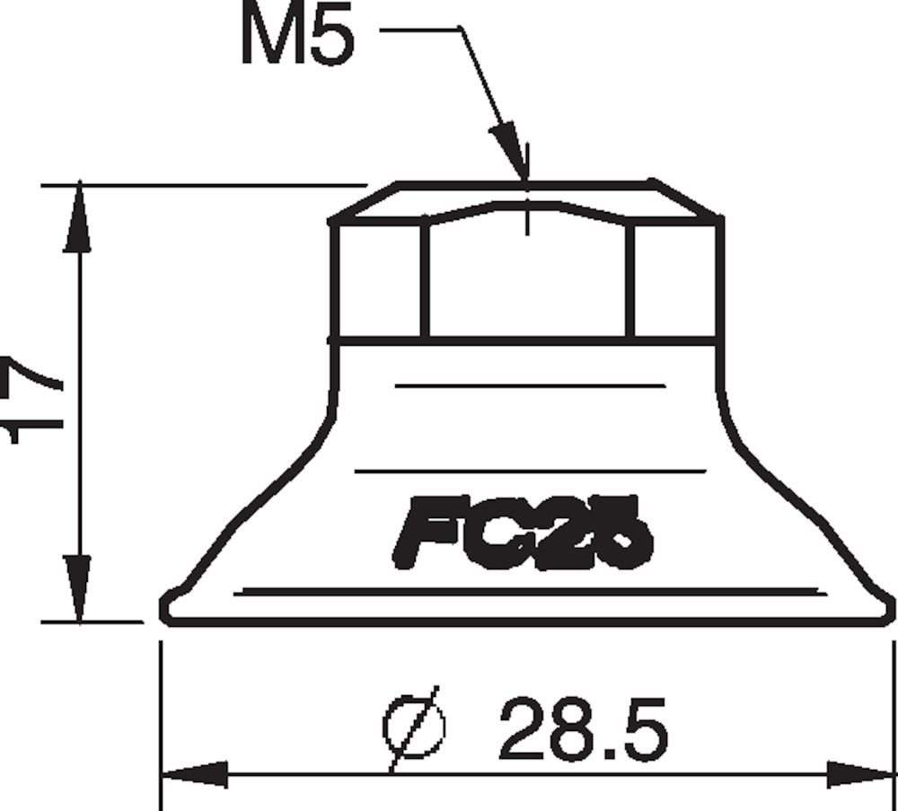 Piab Suction cup FC25P Polyurethane 50, M5 female