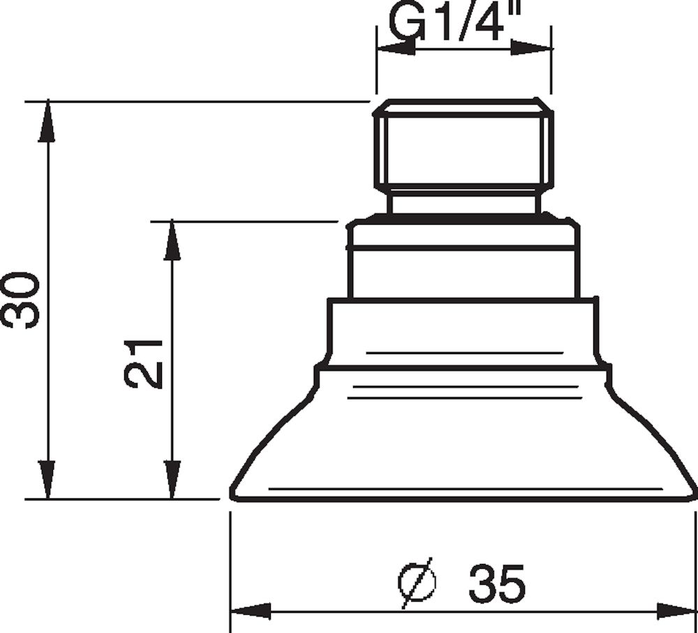 Piab Suction cup FC35P Polyurethane 50, G1/4 male, with mesh filter