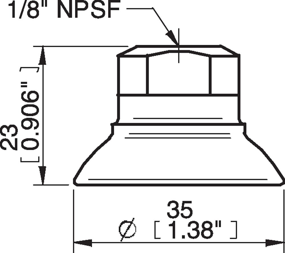 Piab Suction cup FC35P Polyurethane 60, 1/8 NPSF female, with mesh filter