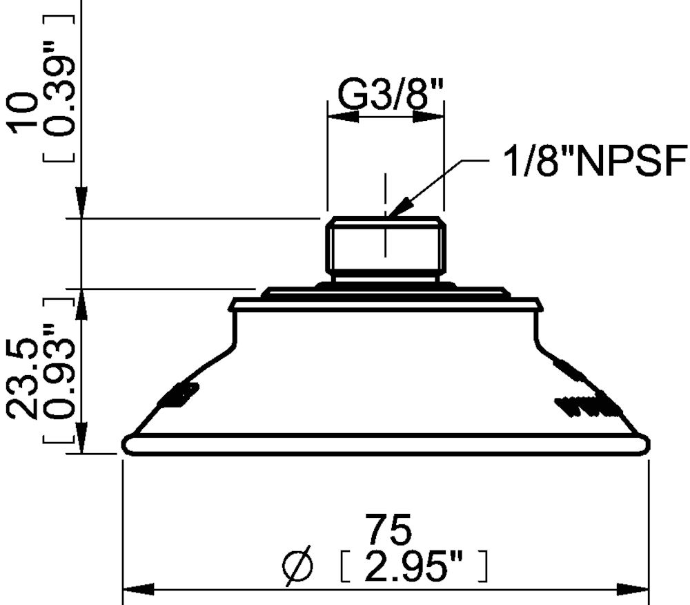 Piab Suction Cup FC75 Nitrile-PVC 60, G3/8 male - 1/8 NPSF female