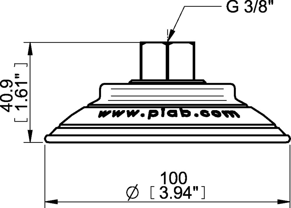 Piab Suction cup FCF100P Polyurethane 55/60, G3/8 female, plastic thread
