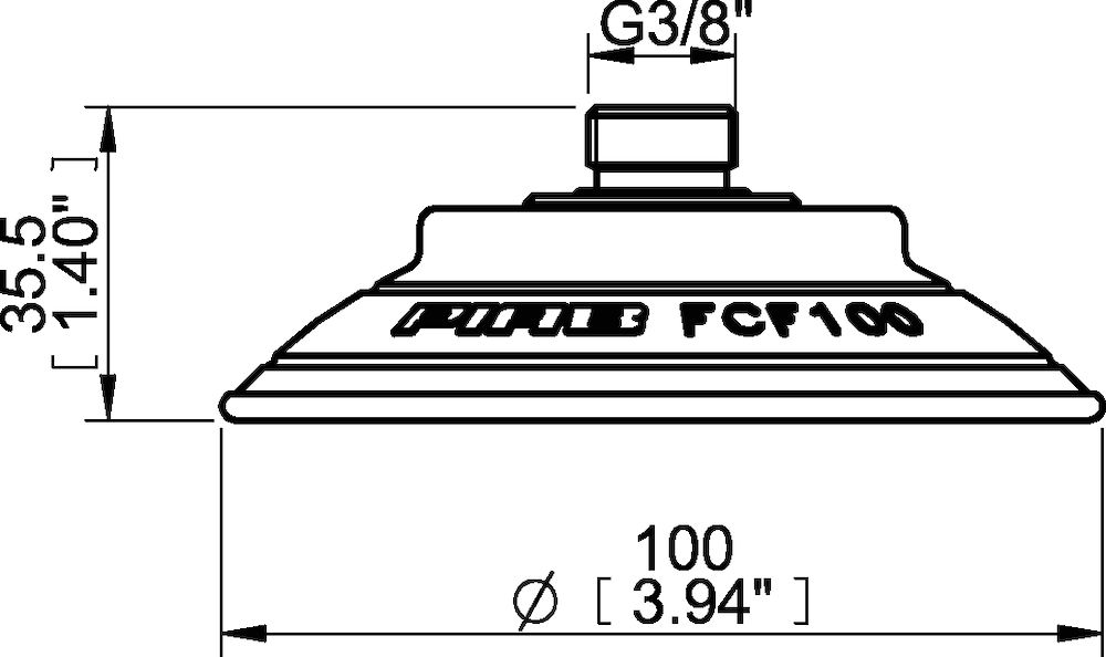 Piab Suction cup FCF100P Polyurethane 55/60 G3/8 male, with mesh filter