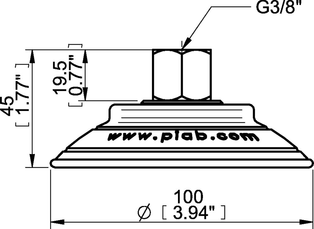 Piab Suction cup FCF100P Polyurethane 55/60, G3/8 female, 17 mm thread