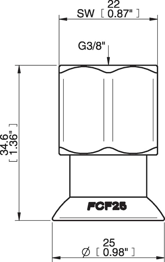 Piab Suction cup FCF25P Polyurethane 55/60, G3/8 female plastic
