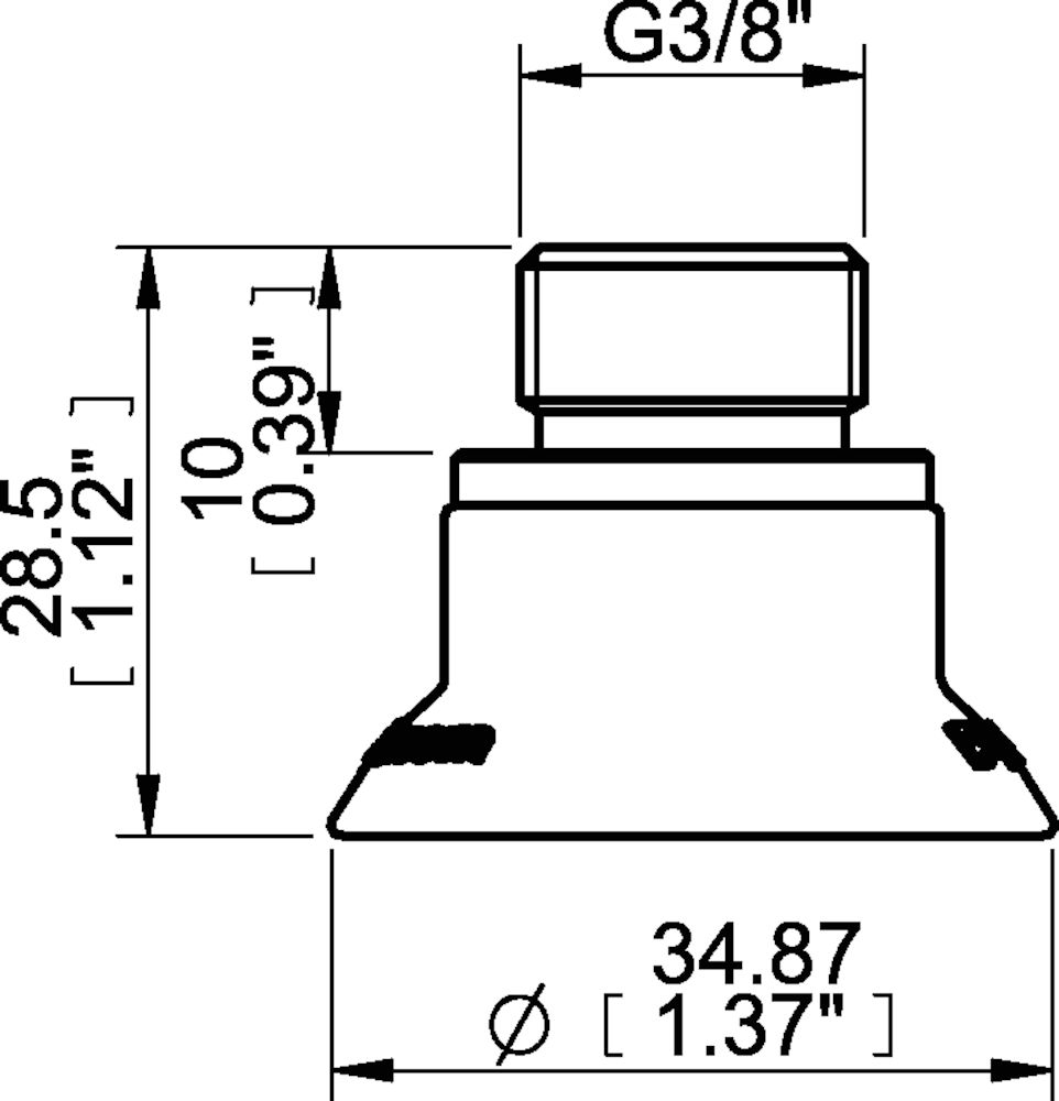 Piab Suction cup FCF35P Polyurethane 55/60, G3/8 male, with mesh filter