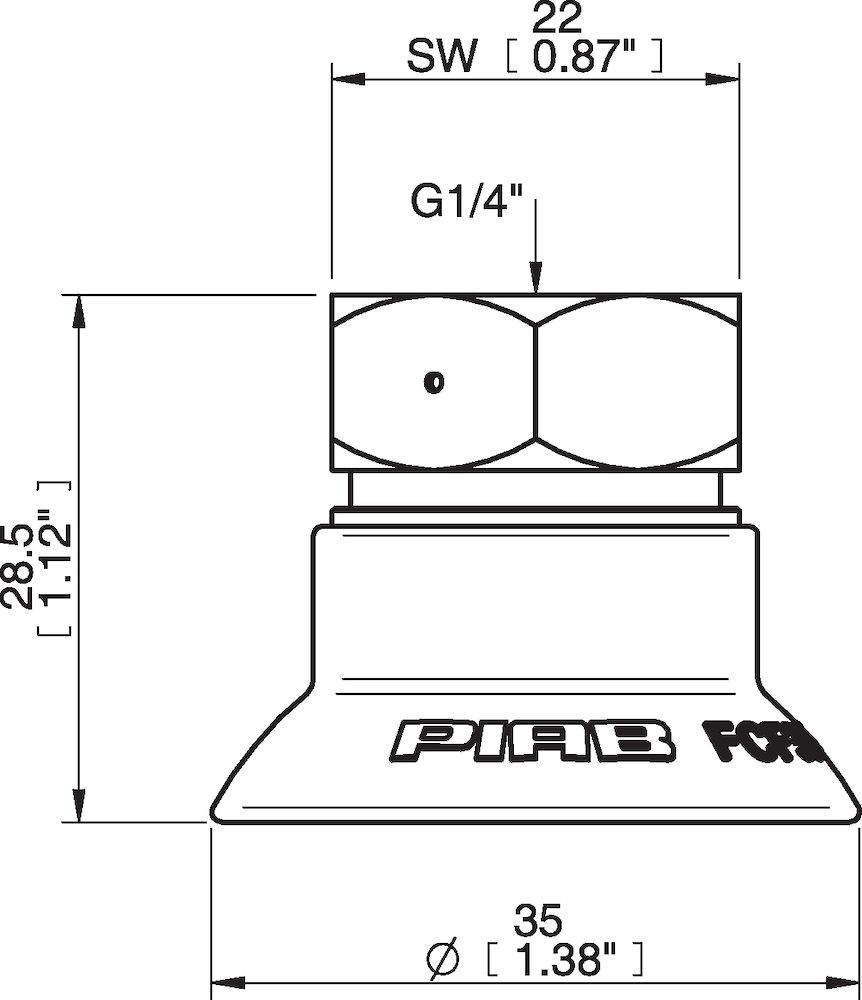 Piab Suction cup FCF35P Polyurethane 55/60, G1/4 female