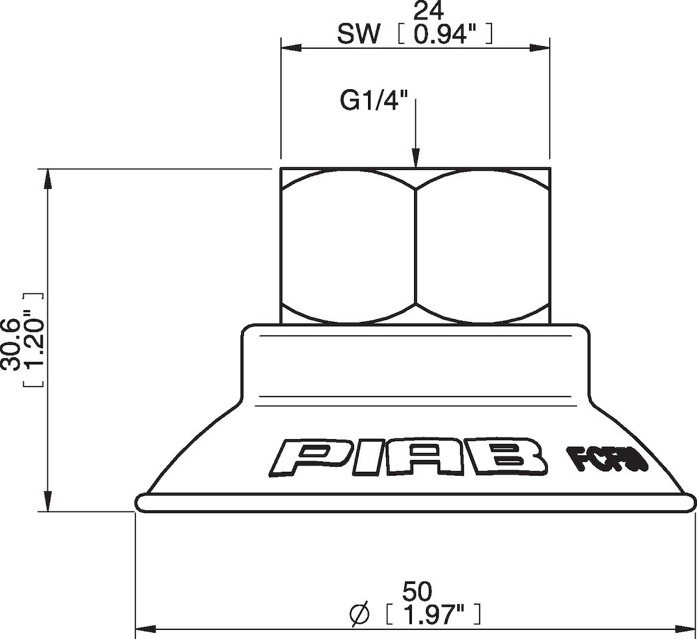 Piab Suction cup FCF50P Polyurethane 55/60, G1/4 female