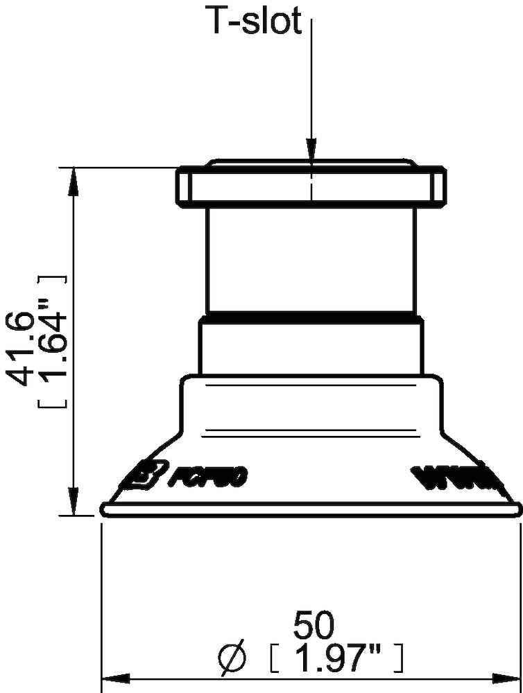 Piab Suction cup FCF50P Polyurethane 55/60, T-slot, with mesh filter