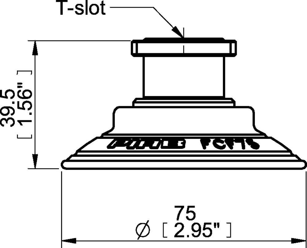Piab Suction cup FCF75P Polyurethane 55/60, T-slot, with mesh filter