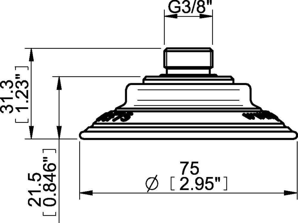 Piab Suction cup FCF75P Polyurethane 55/60, G3/8 male, with mesh filter