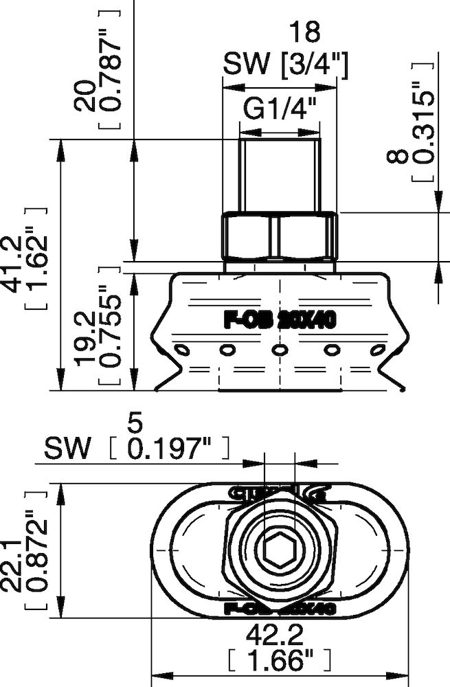Piab FOB20X40.DS40.G14MSS.00 Suction cups and soft grippers