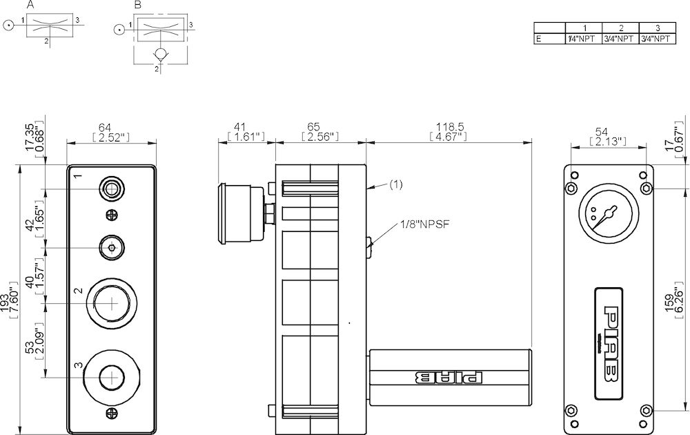 Piab Vacuum pump CLASSIC H120, connection plate composite PPS(D), Viton® sealings